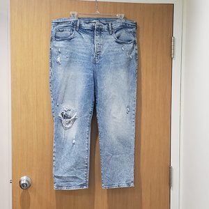 Sky-hi straight distressed jeans, size 16 petite